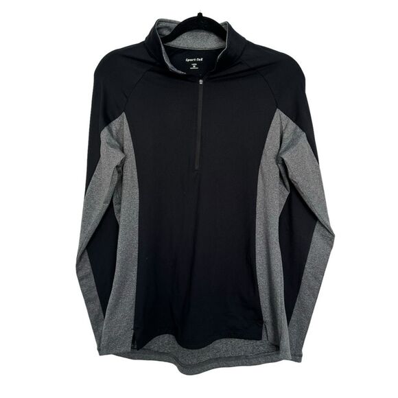 Sport-Tek Women's Heather Gray Black Colorblock 1/2 Zip Mock Neck Jacket Medium - Picture 1 of 8
